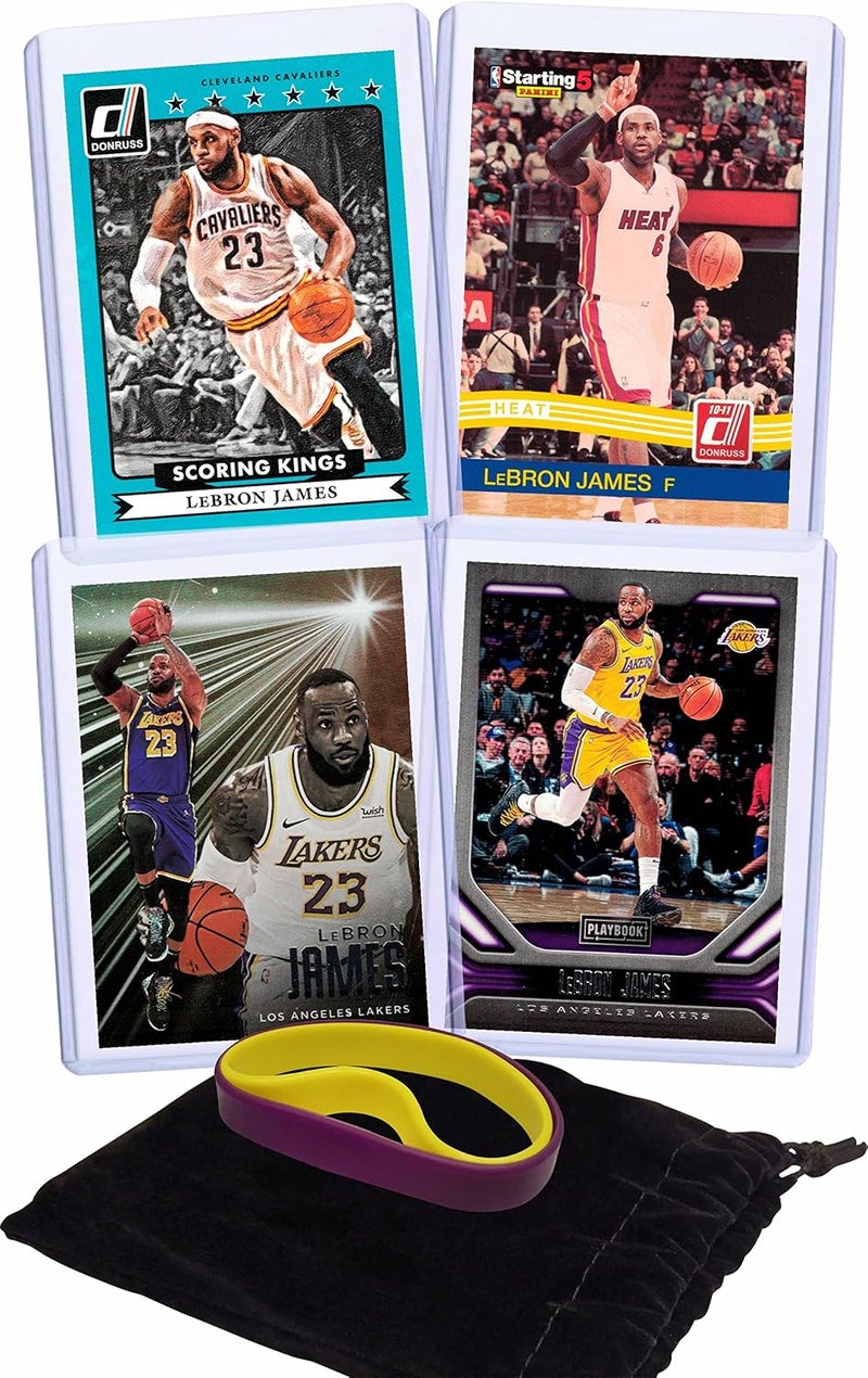 Panini, Topps, Hoops, Upper Deck Lebron James (4) Assorted Basketball Cards Bundle - Lakers, Cavaliers, Heat Trading Cards - MVP # 23 - Image 1